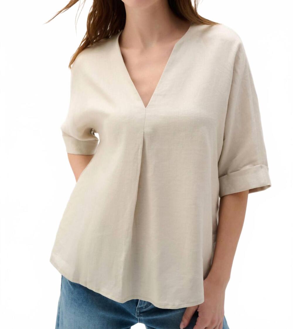NEW JOSEPH RIBKOFF linen subtle sheen top in moonstone
